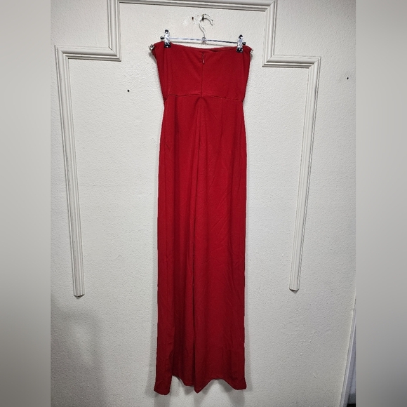 Lulus Lavish Muse Red Rhinestone Strapless Jumpsuit S Wedding Party Prom Evening - Picture 8 of 10